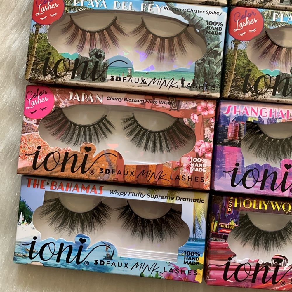 Ioni Cosmetics Bon Voyage Faux Mink Vegan Handmade Eyelashes 10 Pairs Set